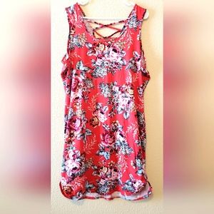 Rouge Collection Rose Floral Tank T-shirt Dress - size 2x